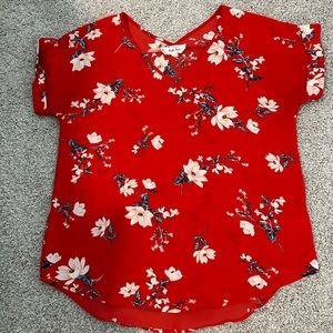 Red Floral Shirt Sleeve